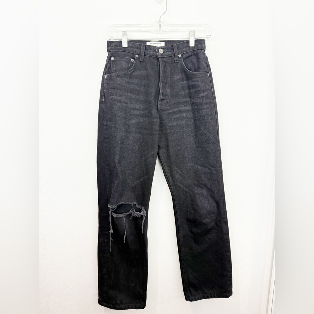 Reformation Natasha High Relaxed Jean Black Size 25 - Picture 1 of 9